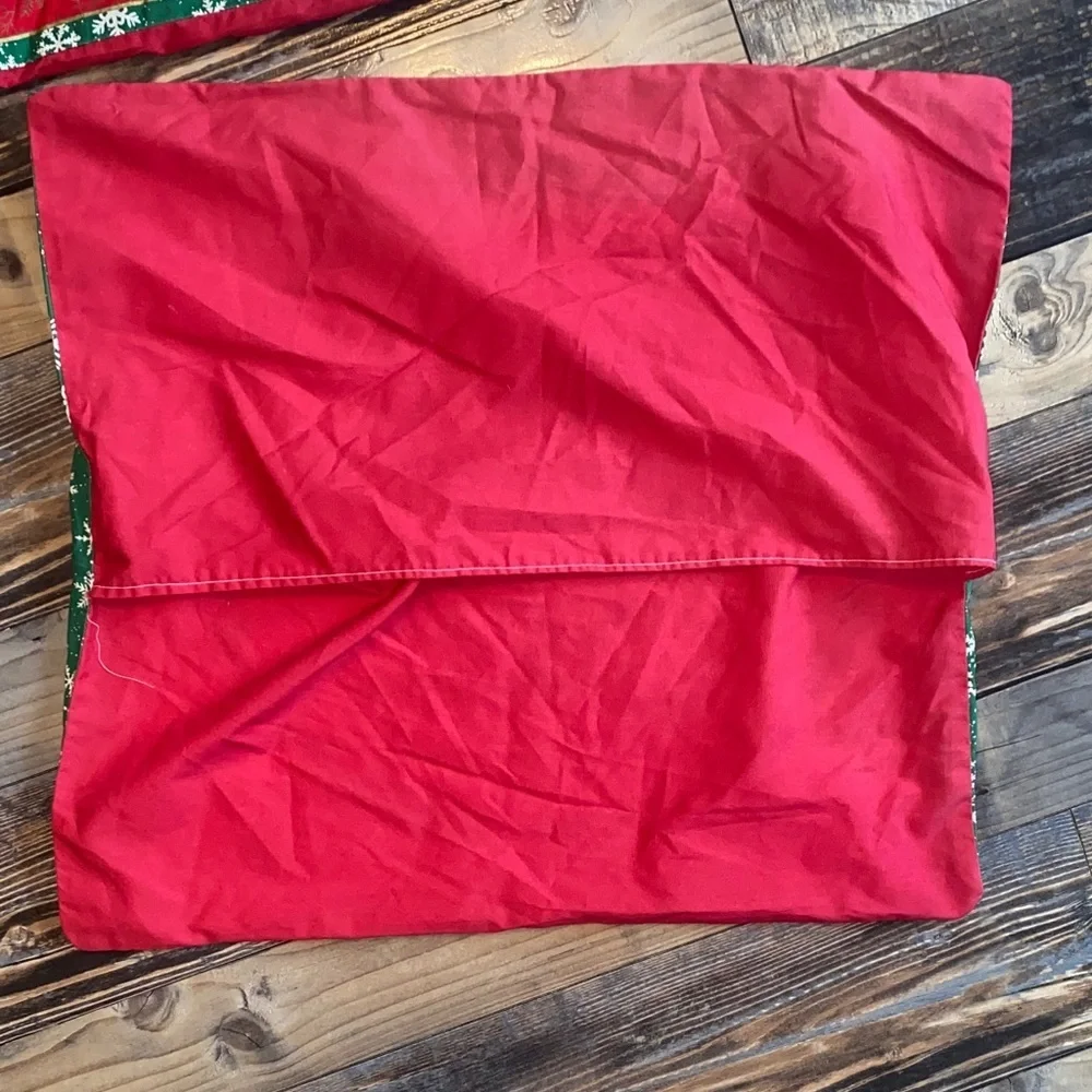2 Vintage Norman Rockwell Red and Green Holiday Pillow Covers 16x18